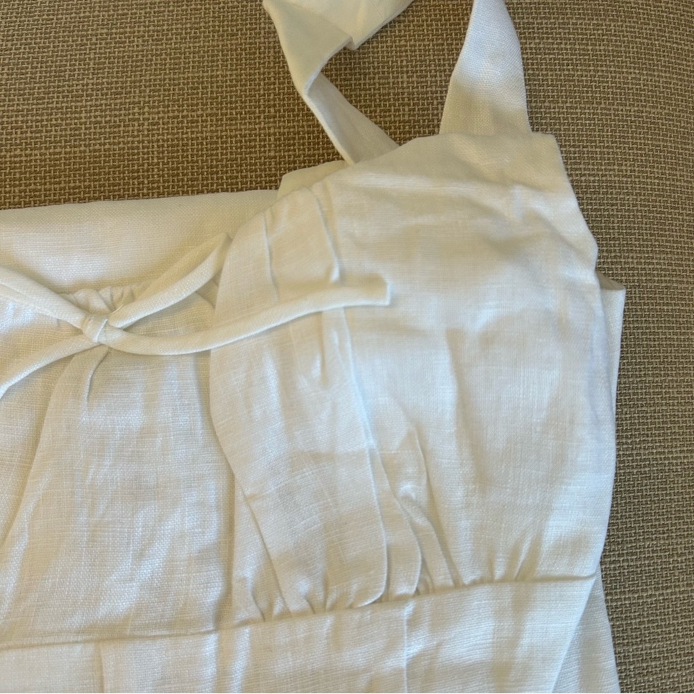 Reformation White Smocked Sundress Square Neck Midi - Picture 6 of 13